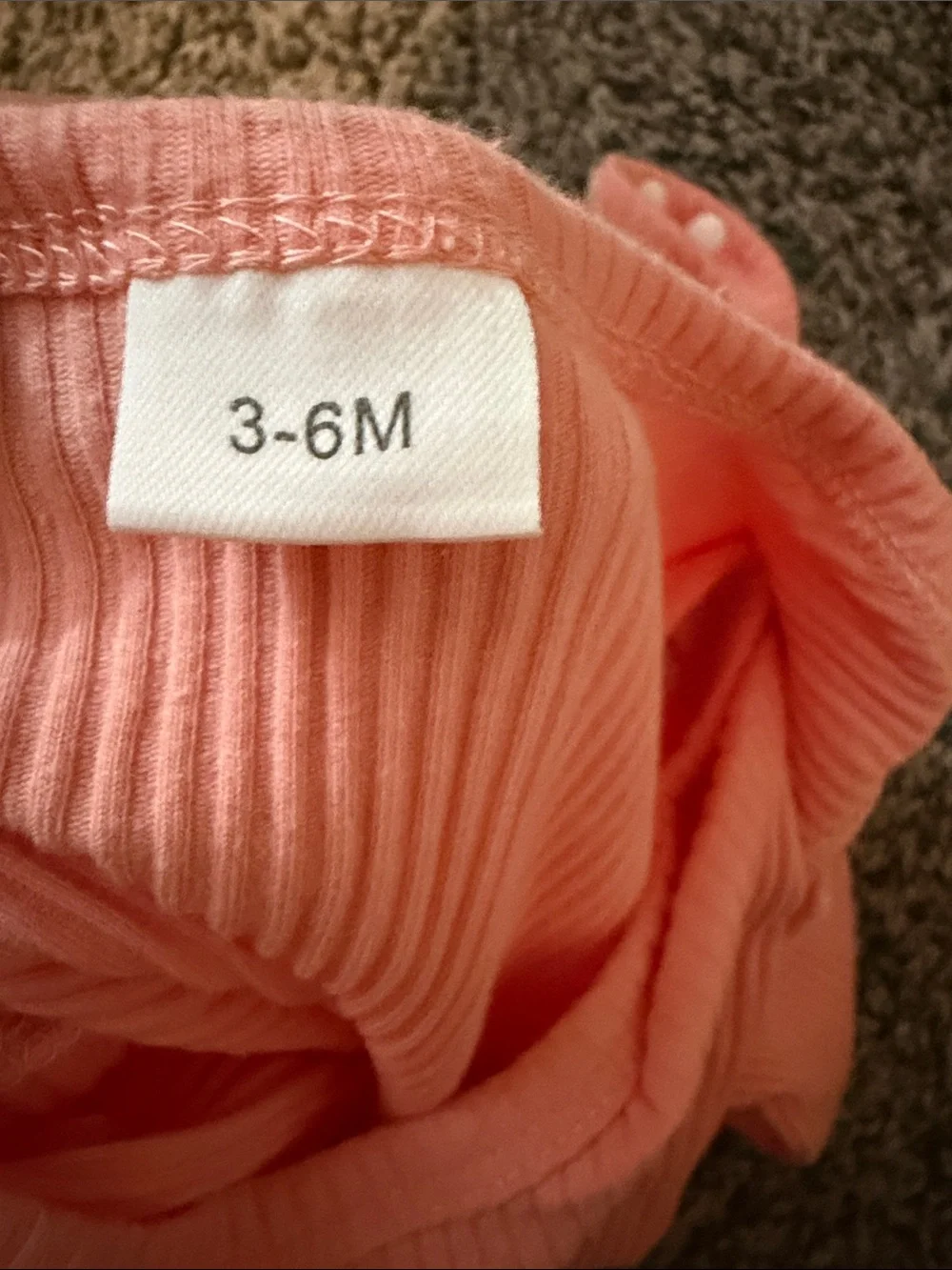 Source Unknown Pink Ribbed Long-Sleeve Baby Bodysuit with Script
